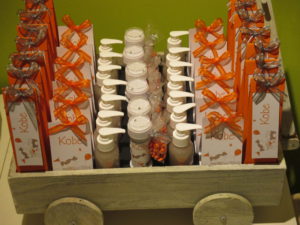 Doopsuiker oranje/grijs/wit met tekening