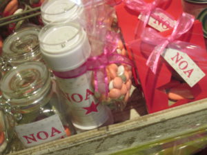 Doopsuiker fuchsia en wit met ster thema