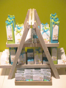 Doopsuiker blauw/groen met giraf thema