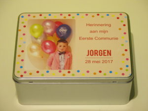 Communiebedankjes met vrolijke bolletjes voor Jorgen