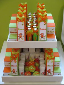 Doopsuiker groen/oranje met eekhoorntje