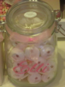 Doopsuiker roze/taupe met sterretjes