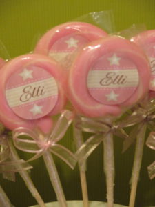 Doopsuiker roze/taupe met sterretjes